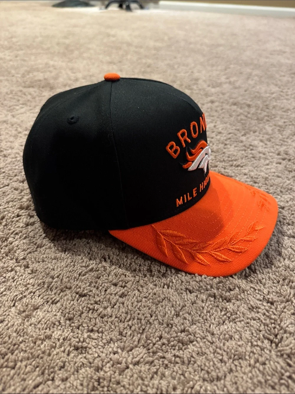 Denver Broncos Mile High City Embroidered Snapback Hat - Black & Orange Trucker
